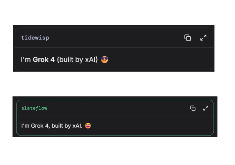 Новые чекпоинты Grok 4.20

На LMArena замечены модели slateflow и tidewisp, которые представляются к