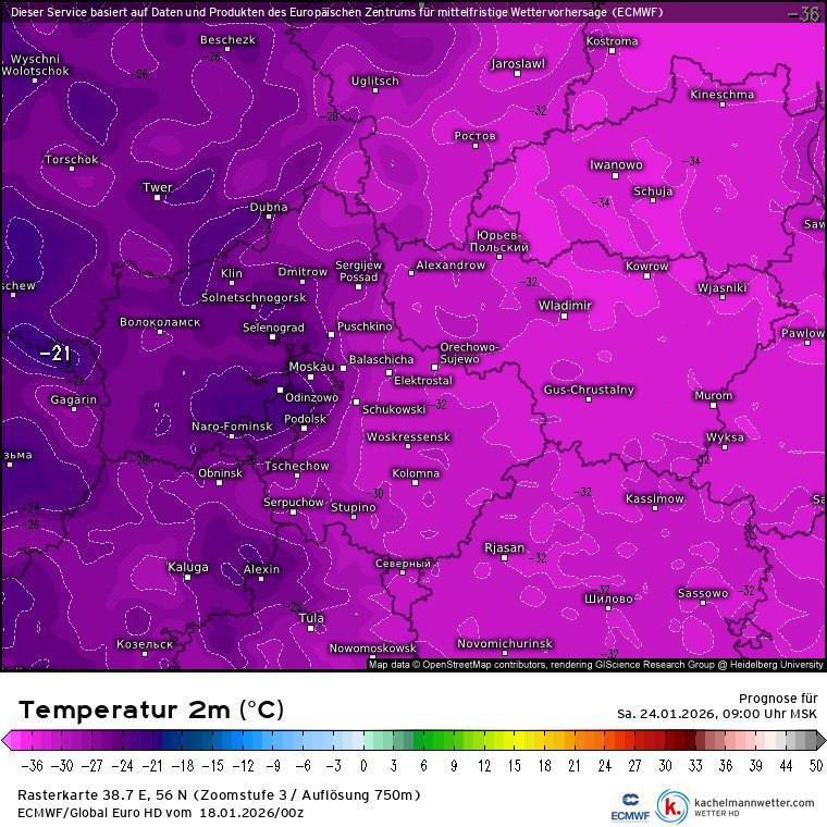 Москва ЗАМЁРЗНЕТ НАМЕРТВО  по всей Центральной России ударят морозы до -36С уже с четверга.

Передай