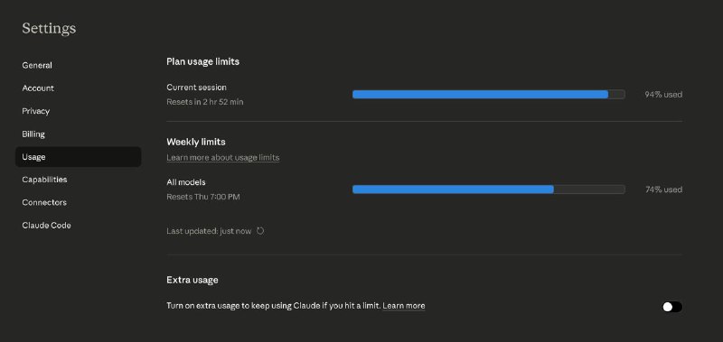 Как посмотреть лимиты Claude Code прямо во время работы

Можно конечно открыть еще один терминал и п