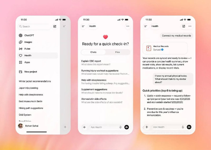 OpenAI запускает ChatGPT Health  отдельное пространство для здоровья

OpenAI анонсировала ChatGPT He