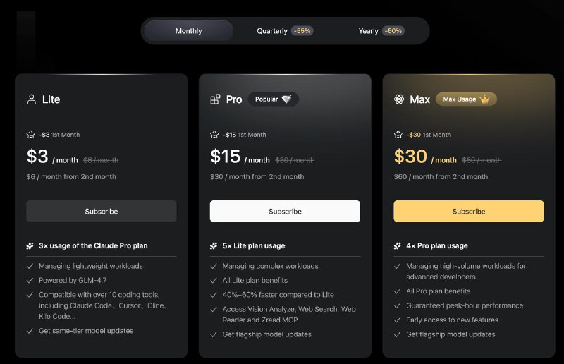 GLM-4.7 по цене связки бананов от $3 в месяц (новогодняя распродажа до 15 января) и работает без ВПН