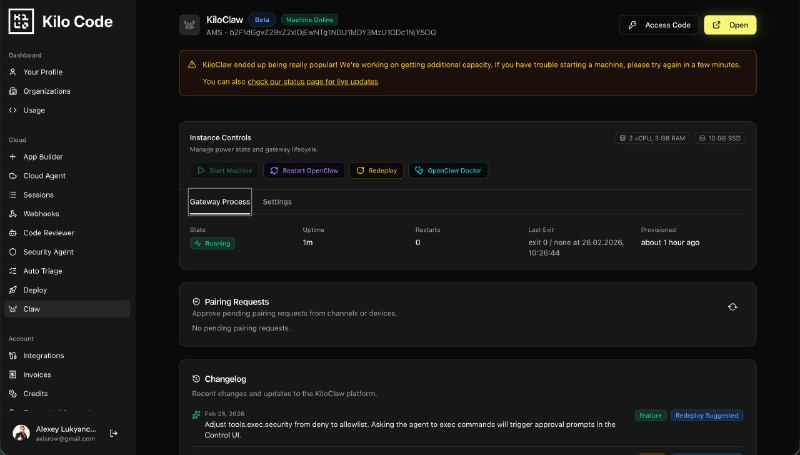 Протестировал Kilo OpenClaw или KiloClaw

Ну чтож, задумка прикольная.

Кило такие, люди хотят OpenC