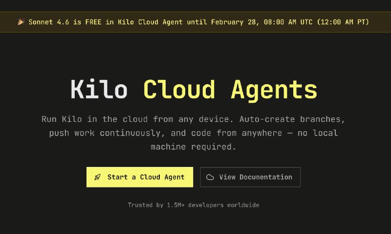 Какая-то невероятная халява от Kilo — Sonnet 4.6 бесплатно до 28 февраля

https:kilo.aicloud