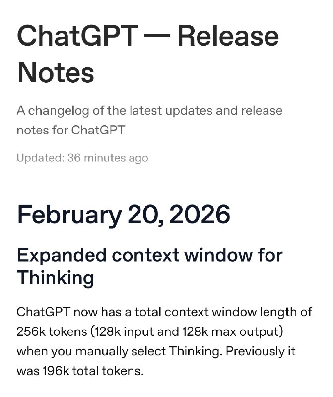 OpenAI увеличила окно контекста в ChatGPT

OpenAI расширила лимиты режима Thinking. Общий объем конт