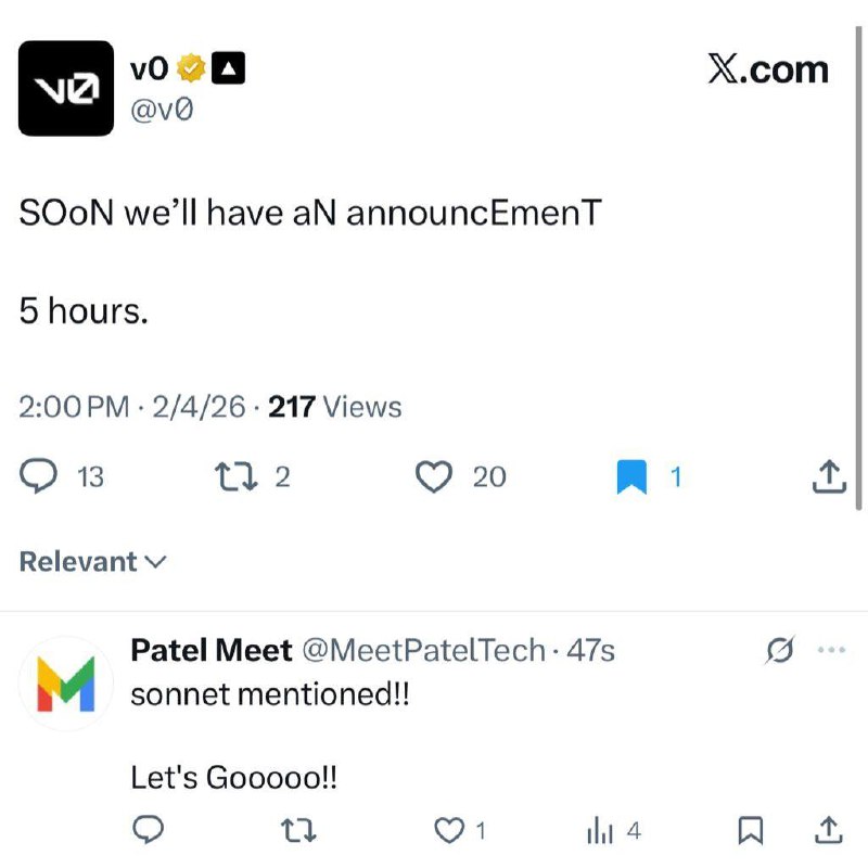 BREAKING : SONNET 5 IS EXPECTED TO DROP IN 5 HOURS ACCORDING TO v0!

v0 is about to drop their new B