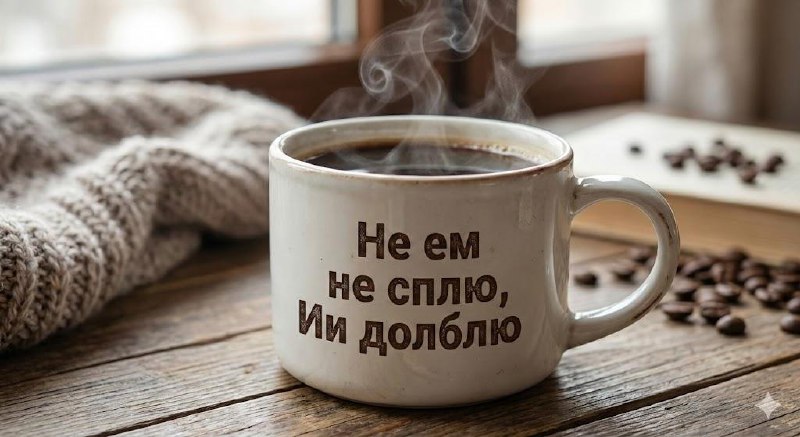 Решил сдлеать еще один тест

Промпт:

Сделай мерч — кружка с ароматным кофе Не ем не сплю, ИИ долблю