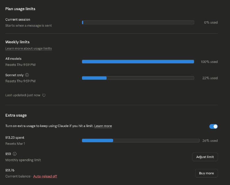 Наконец-то я потатил все свои лимиты на неделю и еще ушел в экстра юсэйдж

Потрачено:
1. OpenAI — $2