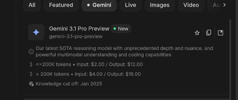 Gemini 3.1 Pro Preview уже в Google AI Studio

Google выкатили Gemini 3.1 Pro Preview в Google AI St