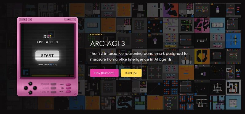 Вышел ARC-AGI-3
Франсуа Шолле представил интерактивный бенчмарк ARC-AGI-3 для измерения интеллекта