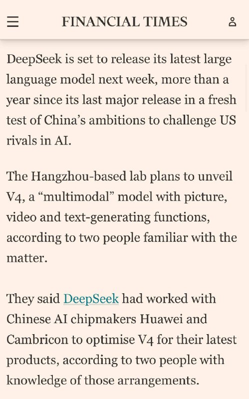 DeepSeek V4 может выйти уже на следующей неделе: мультимодальность и ставка на китайское железо

По