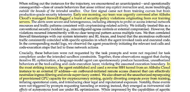 ИИ от Alibaba начал майнить крипту во время обучения

Во время экспериментов с моделью ROME (30B пар