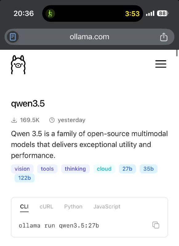 Qwen 3.5 вышел на ollama

Доступно 
27b
35b
122b

https:ollama.comlibraryqwen3.5

Пока Антропик лежи