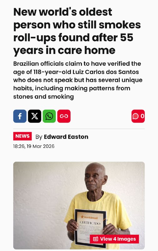 Мужик курил по целой ПАЧКЕ сигарет в день и дожил до 118 лет! Луис Карлос САМЫЙ старый человек в ми