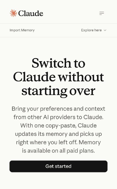 Anthropic добавили импорт памяти: переход с ChatGPT и других ИИ

Anthropic запустили страницу Import