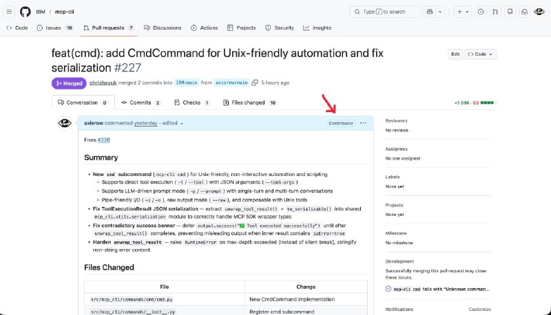 Пока я спал, моя контрибуция была принята в репо IBM

Для меня это очень радостная новость https:git