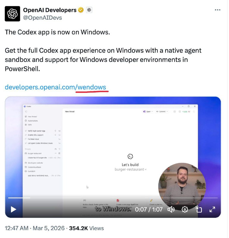 Codex IDE (не CLI) вышел на Windows

Случилос то, чего многие ждали:
 Поддержка PowerShell
 Можно пе