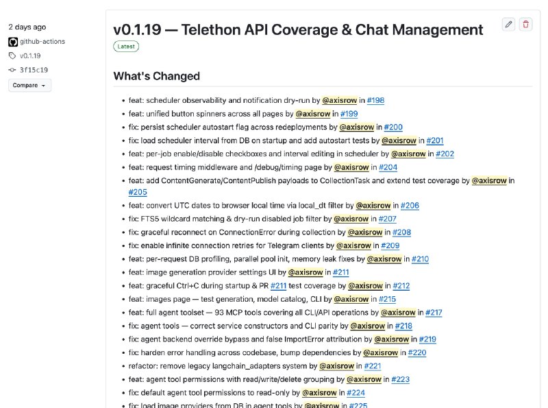 Вышел релиз v.0.1.19

Очередной технический релиз — добавляет более 100+ tools для агента на все слу