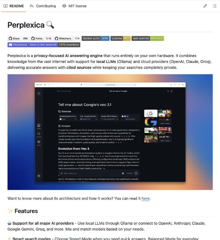 Perplexica  локальный open-source клон Perplexity без API и облака

Появился интересный проект Perpl