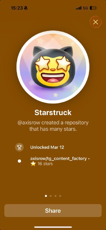 Ребята! Спасибо огромное! Я так мечтал об этой ачивке starstruck!

https:github.comusersaxisrowachie