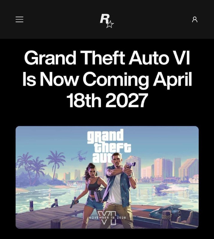 GTA 6 перенесли на 18 апреля 2027 года

спину проверь

 Бэкдор