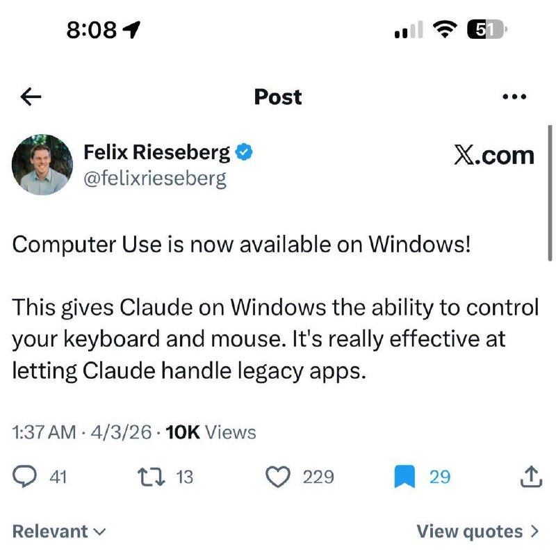 Claude научился управлять компьютером на Windows

Функция computer use в Claude теперь доступна не т