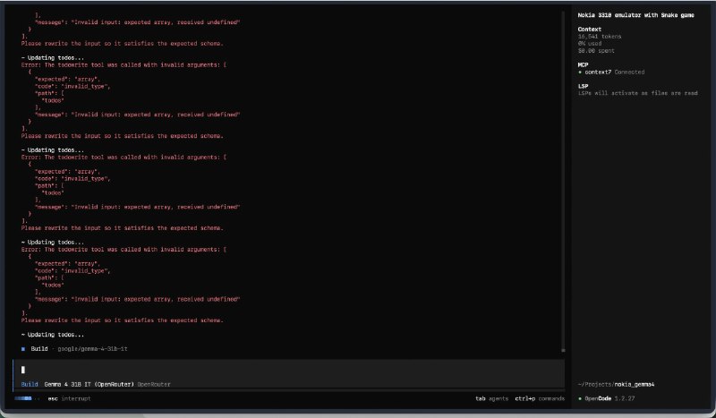 Еще раз протестировал Gemma 4  и это не работает

Но обо все по порядку:

1. Подключил через Google