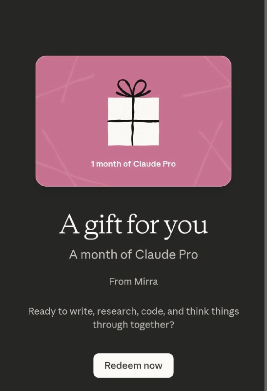 Гифты Claude Pro в наличии

Выдача сразу после оплаты, цена 1790

 @forgetshopbot